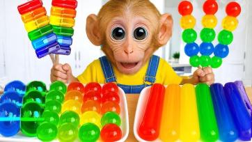 Monkey playing with toys